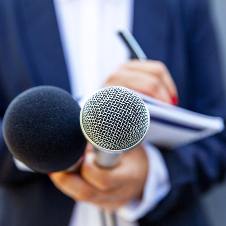 Reporter recording media public affairs 